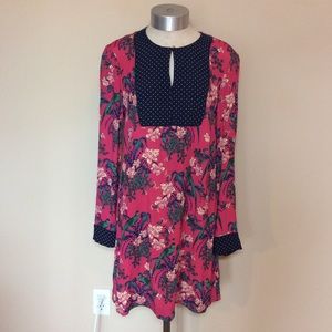 Anthropologie Maeve tropical floral bird dot